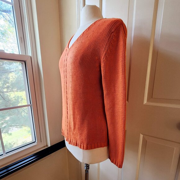 Gerry Weber Edition GERMANY V-neck Sweater Top Orange Cotton size M Autumn Soft - Picture 8 of 16